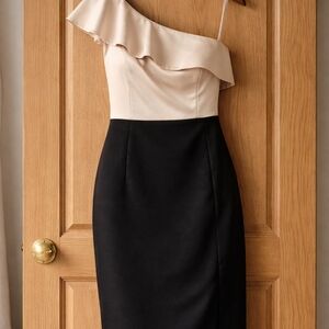 White House Black Market Cream and Black Dress